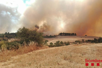 Un incendi agrícola i forestal crema a Rocallaura