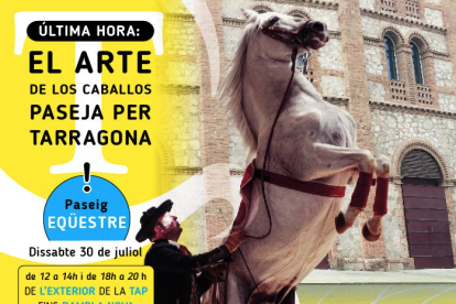 Los caballos del espectáculo El Arte de los Caballos Andaluces pasean por Tarragona