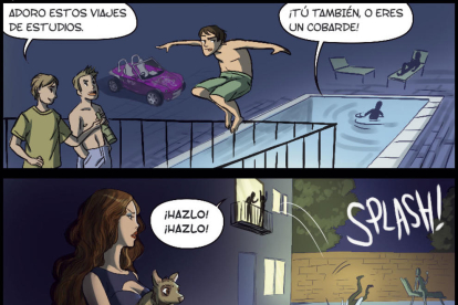Página del cómic de los locales de ocio nocturno de Salou