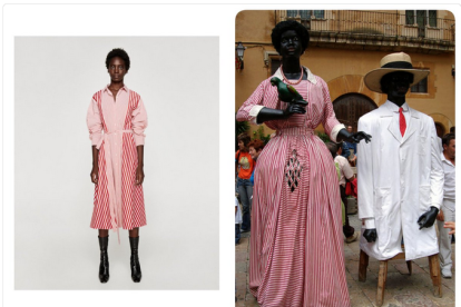 En aquesta imatge es pot comprovar l'evident semblança entre el nou vestit de Zara i el de la geganta Negrita.