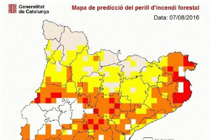 El mapa de predicció del perill d'incendi forestal