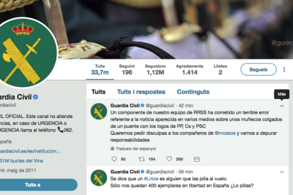 Imagen del perfil de Twitter de la Guardia Civil.