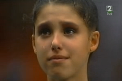 La gimnasta Tania Lamarca al ganar el oro en 1996.