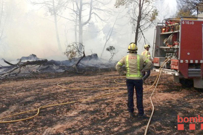 Imatge de l'incendi que aquest divendres ha afectat el terme de l'Espluga de Francolí.