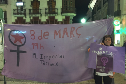 Una fotografía del photocall instalado en la Rambla Nova de Tarragona para hacer difusión de la manifestación del miércoles.
