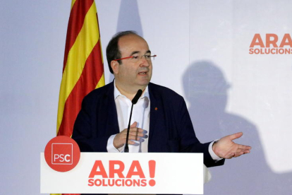 Miquel Iceta, líder del PSC, en una intervenció davant els mitjans.