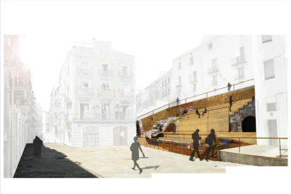 Imatge del projecte elaborat per l'arquitecte, que mostra la recuperació de les grades.