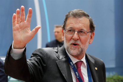 El president espanyol en funcions Mariano Rajoy en el moment d'arribar al Consell Europeu celebrat a Brusel·les.