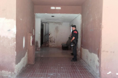 Imatge d'un agent dels Mossos d'Esquadra que participa en l'operació antidroga d'aquest dimecres 7 de juny a Campclar.