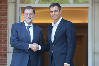 El president espanyol, Mariano Rajoy, rep el líder del PSOE, Pedro Sánchez, a La Moncloa aquest 07/09/2017