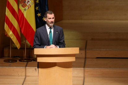 Imatge d'arxiu del rei Felip VI durant un discurs en l'acte d'entrega de despatxos judicials.