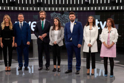 Lastra, Montero, Rufián, Espinosa de los Monteros, Álvarez de Toledo, Esteban i Arrimadas, al debat a 7 de TVE.