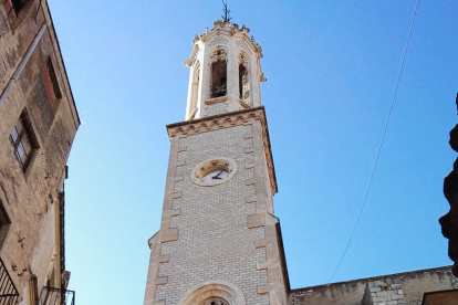 Imatge del campanar de l'església de Sant Joan de Valls.