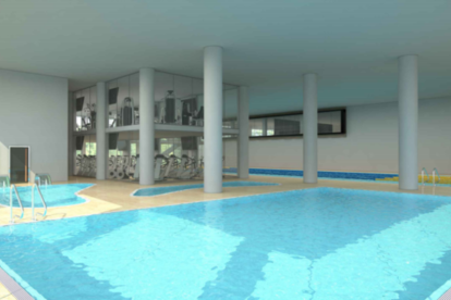 Una recreació virtual de la zona d'aigües del que havia de ser el Centre Aquàtic i de Fitness.