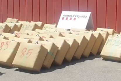 Imatge dels 1.380 quilos d'haixix confiscats.