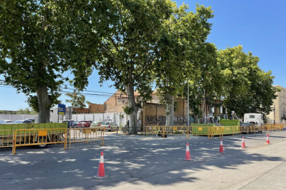 Imagen de la zona de obras del aparcamiento de la Tabacalera.