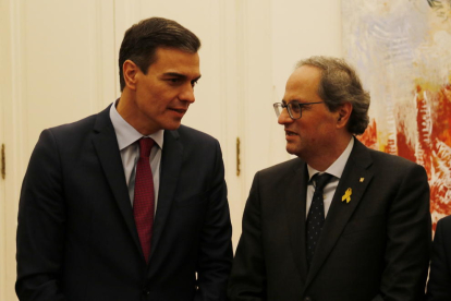 Imatge de Pedro Sánchez i Quim Torra durant una trobada