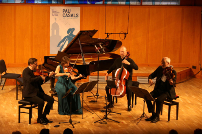 Los miembros del Cuarteto Casales actuando en la 41.ª edición del Festival Internacional de Música Pau Casals.