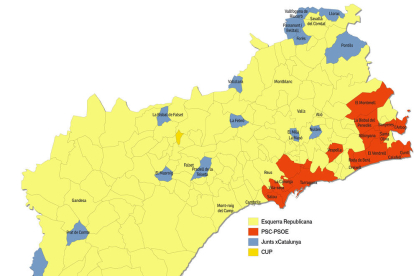 Imatge dels resultats de les eleccions del 10-N per municipis