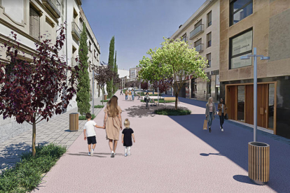 Imatge virtual del projecte de transformació en zona de vianants del carrer Espriu.
