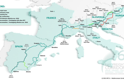 Imagen del proyecto de corredor mediterráneo de alcance europeo.