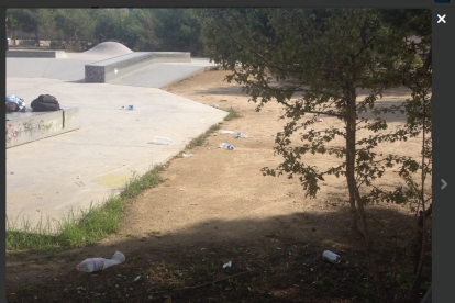 Imatge de l'acumulació de deixalles prop de la zona de patinatge.
