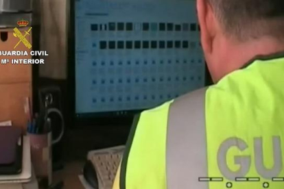 Un Guardia Civil analizando el más de 5.800 archivos pedófilos decomisados en la operación 'Batusi'.