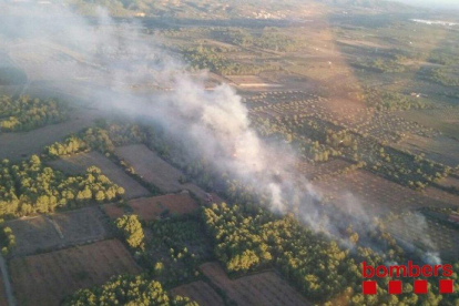 Imatge aèrea de l'incendi d'Aiguamúrcia de les 20 h.