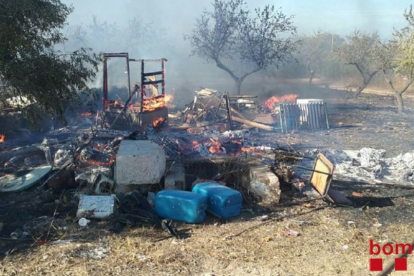 Les deixalles que s'han cremat estaven rodejades per ametllers, que també han estat afectats.