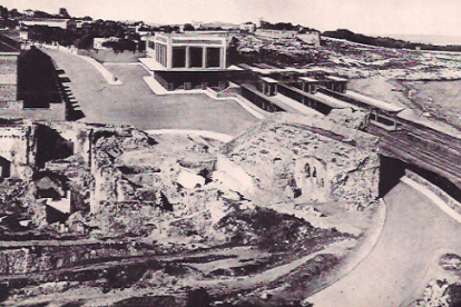 Fotomontaje que se hizo a inicios de los años cincuenta, donde se previó construir la nueva estación de ferrocarril