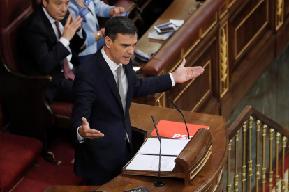 Sánchez, en la seva intervenció al Congrés durant el debat sobre la moció de censura a Mariano Rajoy.