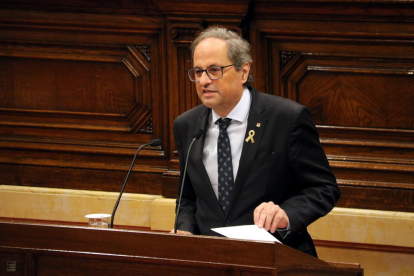 El presidente de la Generalitat, Quim Torra, en el primer debate de política general de la legislatura.