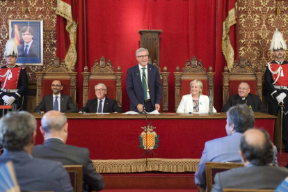 El alcalde de Tarragona, en el momento de cerrar el acto del pregón.