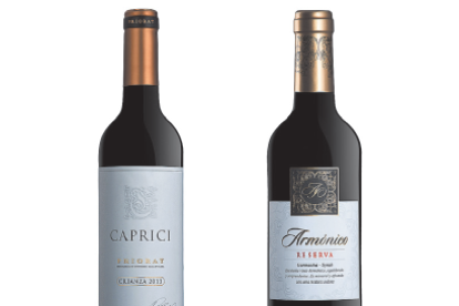 Las botellas de los nuevos vinos en venta Caprici y Armónico.