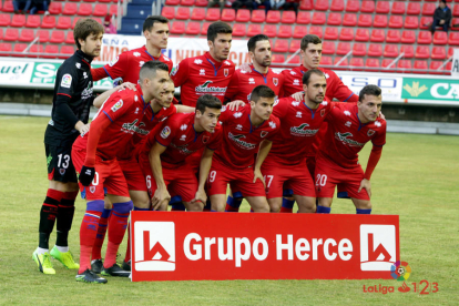 El equipo del Numancia en la pasada jornada de liga, cuando se enfrentó al CF Reus.