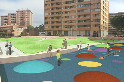 El proyecto de remodelación de la plaza de la 5ª Promoción pretende crear unas nuevas zonas verdes sinuosas.