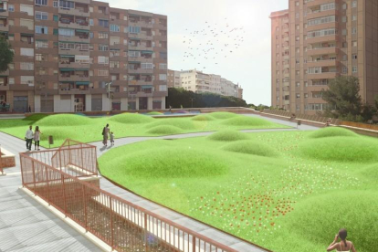 El projecte de remodelació de la plaça de la 5a Promoció pretén crear unes noves zones verdes sinuoses.