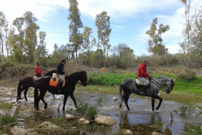 Genets i cavalls recorren el riu Francolí al seu pas per Tarragona