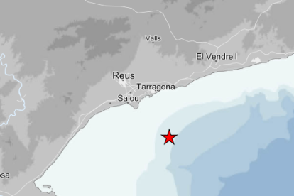 El punto donde tuvo lugar el terremoto del 23 de noviembre en la costa del Tarragonès.
