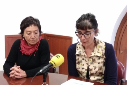 Marta Llorens, a la derecha, y Mariona Quadrada, a la izquierda, durante la rueda de prensa de este viernes.