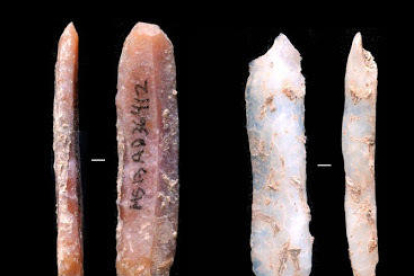 Puntas de proyectil en sílex encontradas en el Molí del Salt.