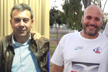 A la izquierda Andrés Lechuga, quien encabeza la candidatura Sempre>endavant!. A la derecha Àlex Satué, quién encabeza la candidatura Temps de Rugby.
