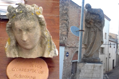 La imagen de la Virgen del Sagrado ha quedado decapitada, además de haberse producido daños en su base.