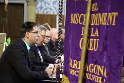 El periodista Carles Cortés, ahir durant la presentació de l'opuscle a l'església de Sant Agustí.