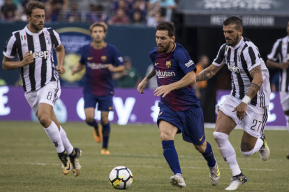 Messi durante el partido que enfrentó a los azulgranas y la Juventus en la International Champions Cup en los Estados Unidos.