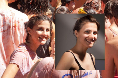 A la izquierda la imagen, de la desconocida «chica de la Tomatina». A la derecha, Eva Casado.