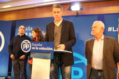 El cap de llista del PPC, Xavier García Albiol, durant la roda de premsa de valoració dels resultats del 21D.