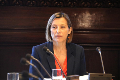 Imatge de la presidenta del Parlament, Carme Forcadell, en la reunió de la Mesa de la Diputació de Permanent, aquest 15 de novembre.