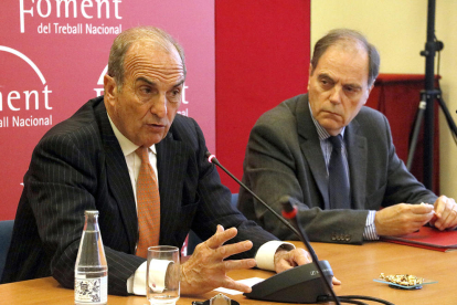 El president de Foment del Treball, Joaquim Gay de Montellà, i el secretari general de la patronal, Joan Pujol.