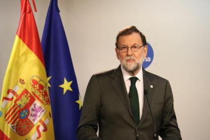 El president del govern espanyol, Mariano Rajoy, a la roda de premsa posterior al Consell Europeu.